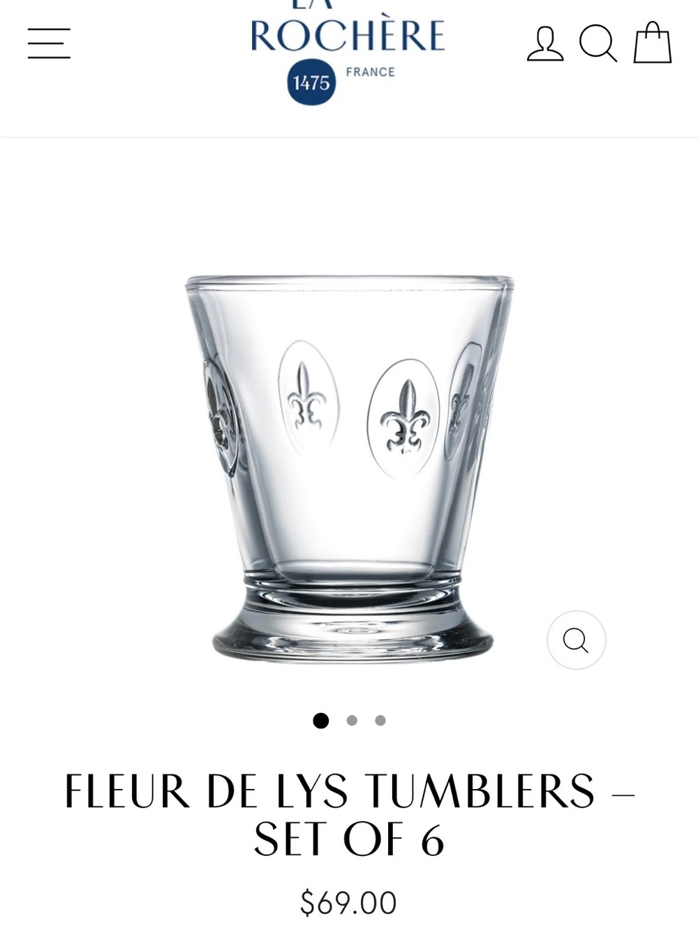 Clear Fleur de Lys Tumbler Set of 6